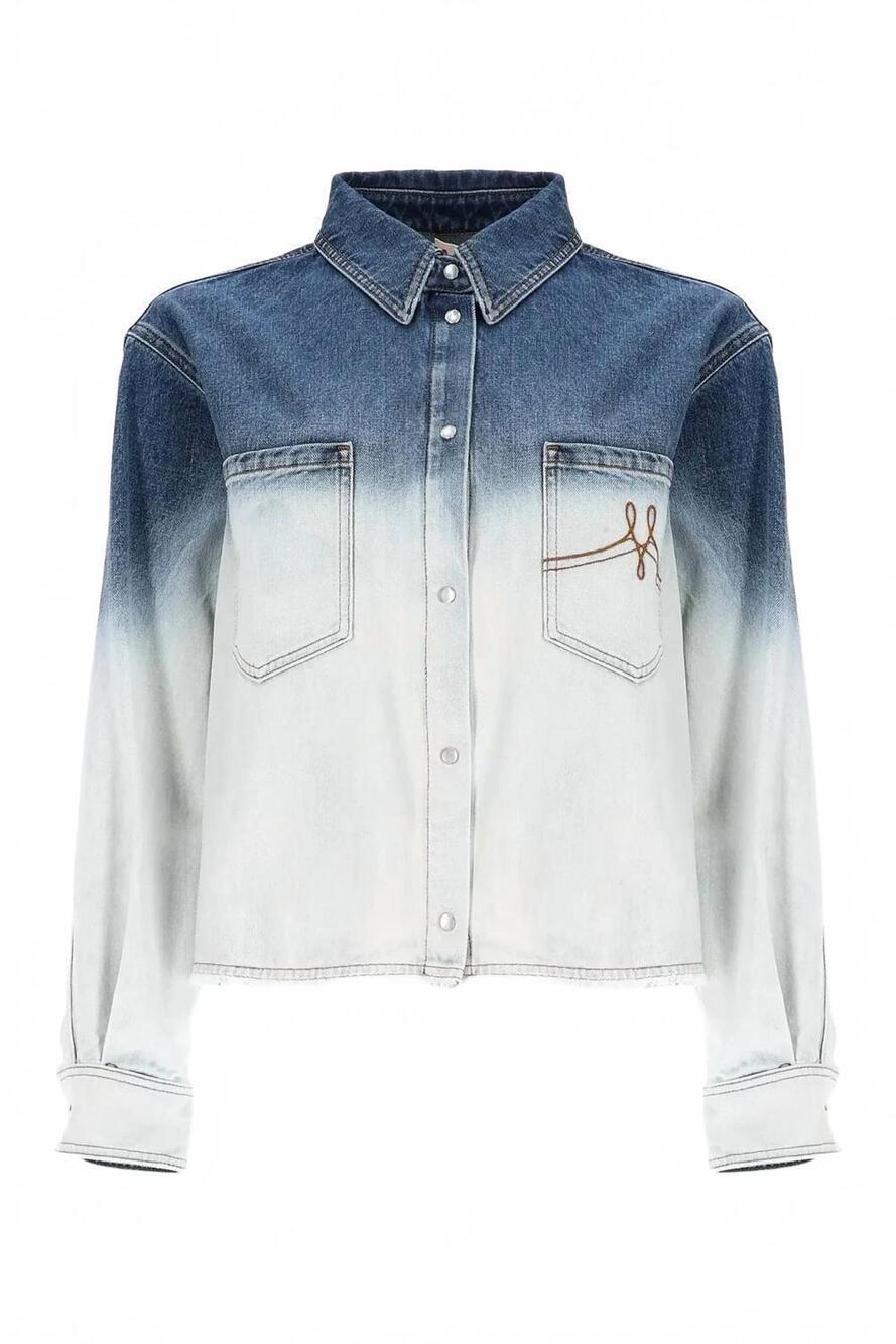 NEW MARNI women's gradient bleach denim jacket in antique white